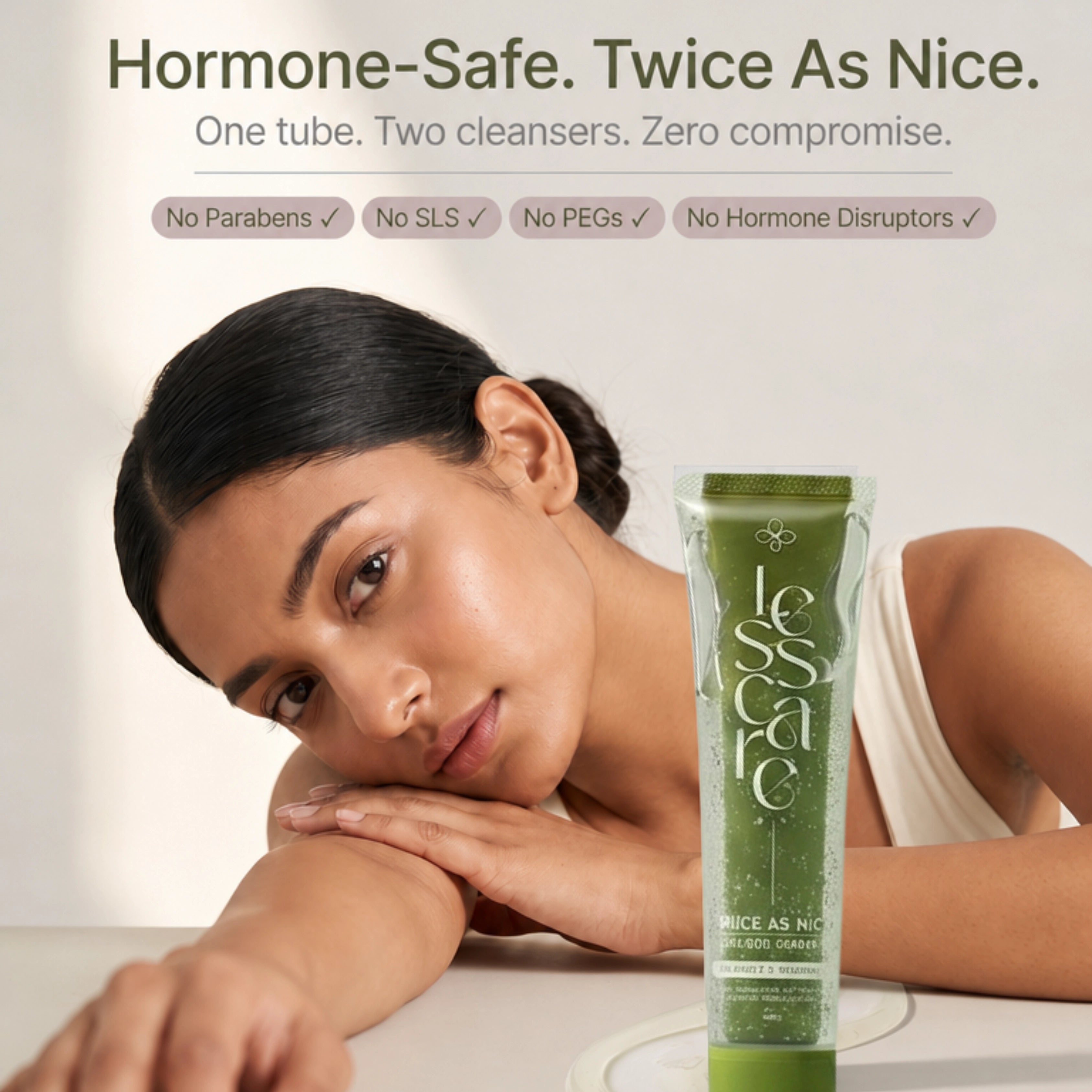 Twice As Nice dual cleanser for sensitive Indian skin care.