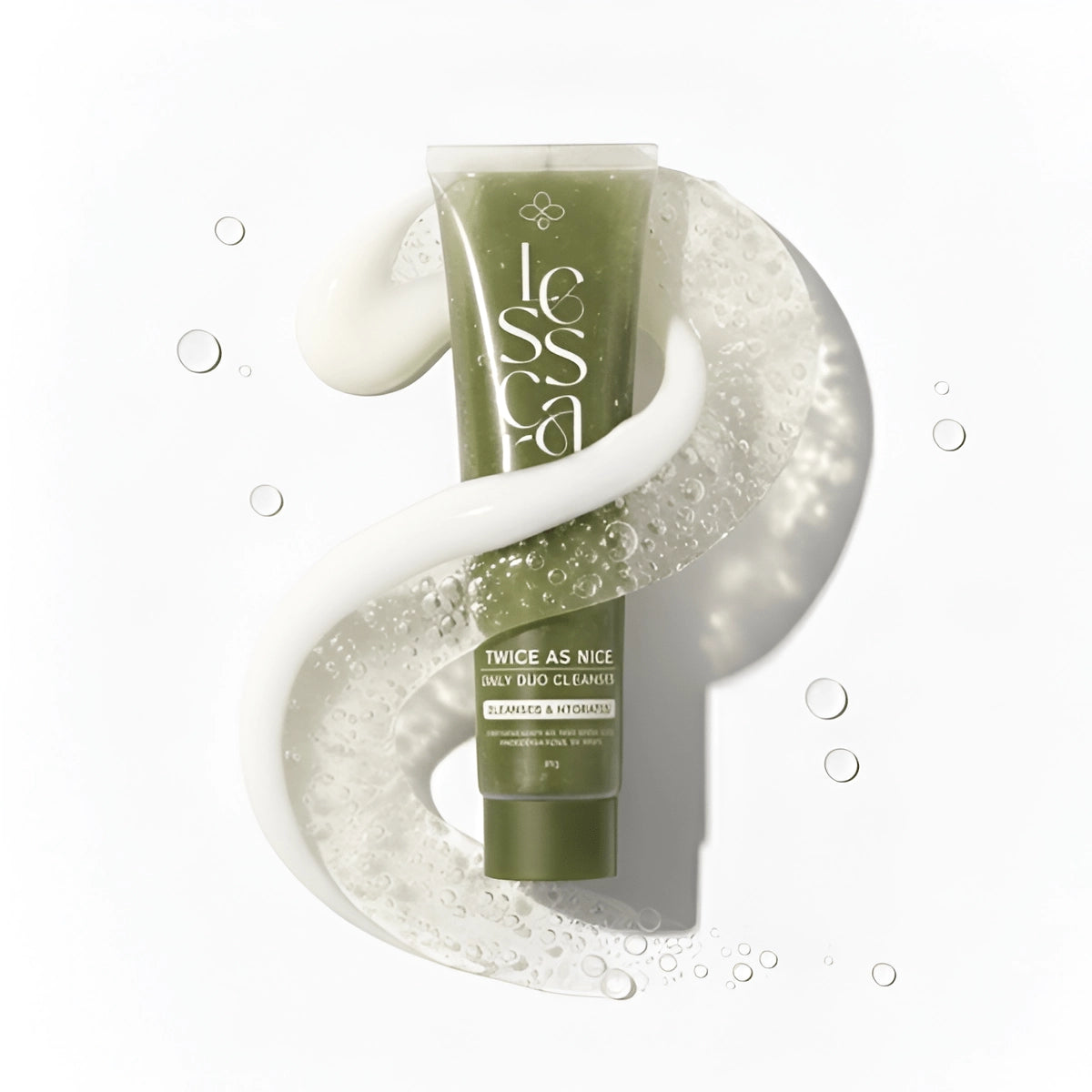 Twice As Nice Dual Cleanser for sensitive Indian skin in green tube.