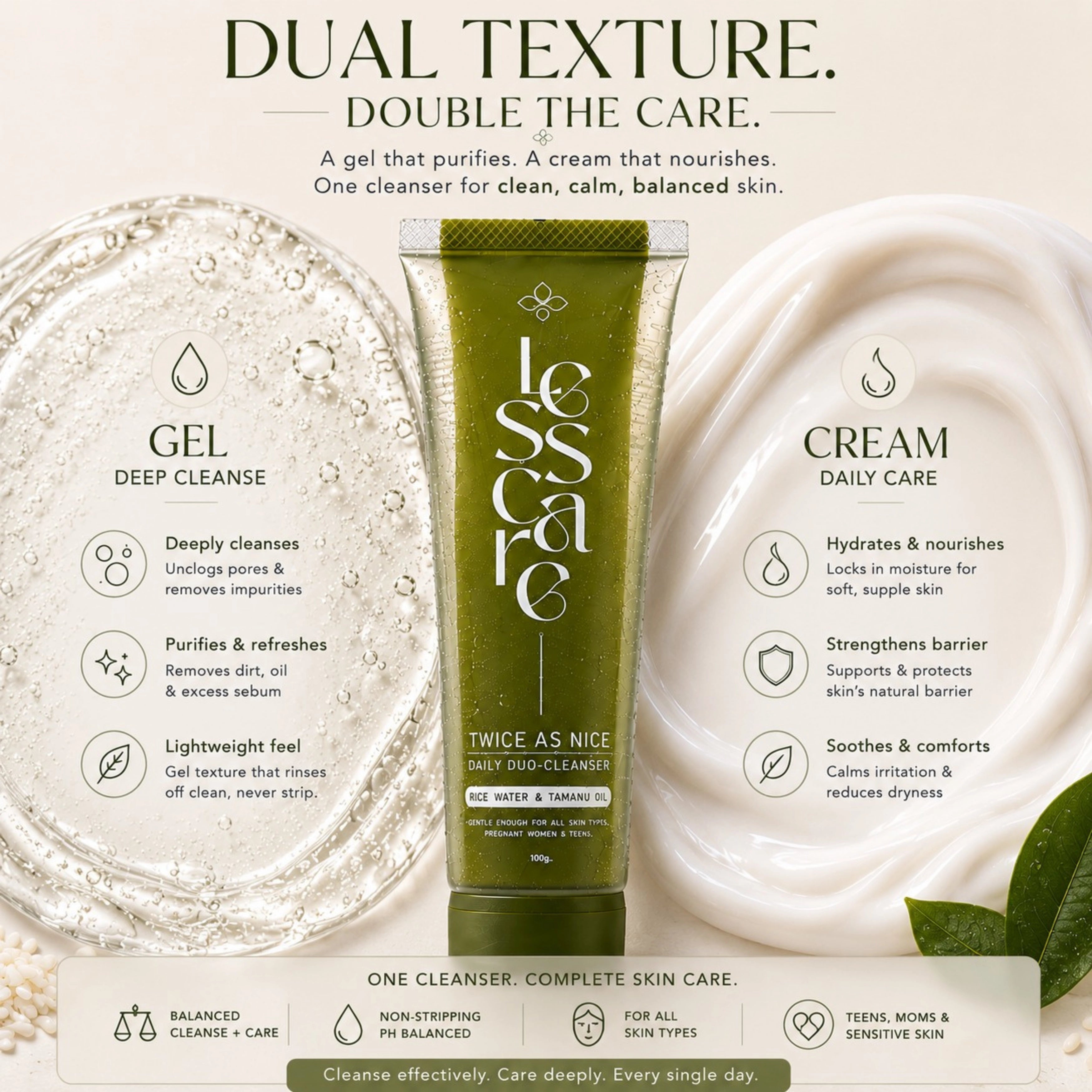 Twice As Nice Dual Cleanser for Indian Skin, makeup remover and face wash.